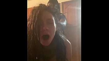 A stunning Latina with dreadlocks is dominated in the kitchen